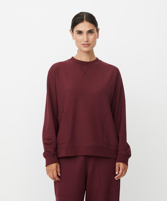 sweat-shirt à col rond en qualité douce, Tawny Port