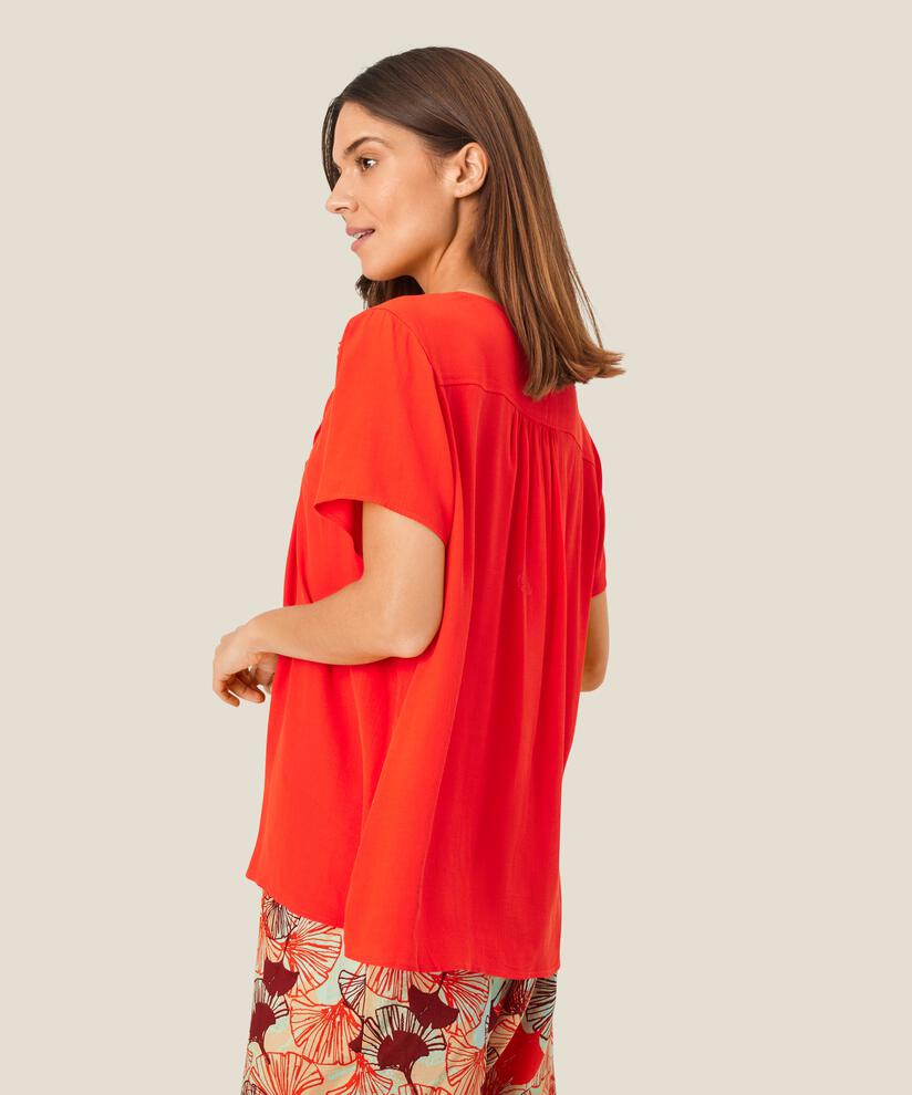 blouse en viscose avec plis sur le devant, Poinciana