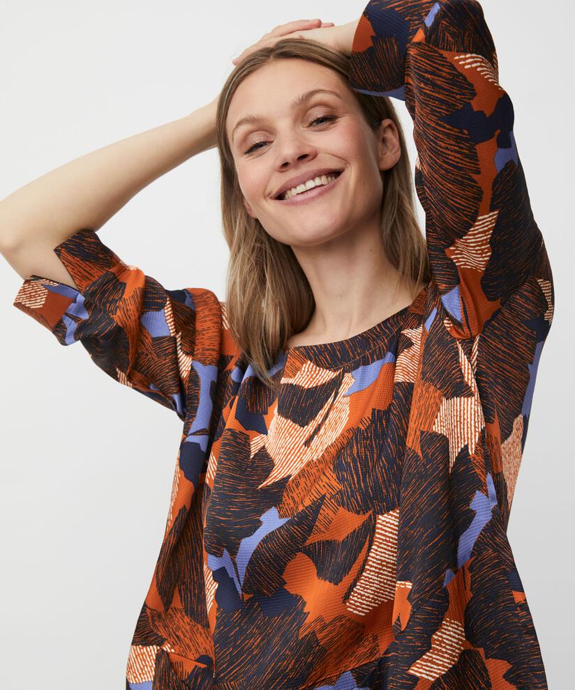 Blouse En Viscose À Motif Avec Poches Devant, Autumnal