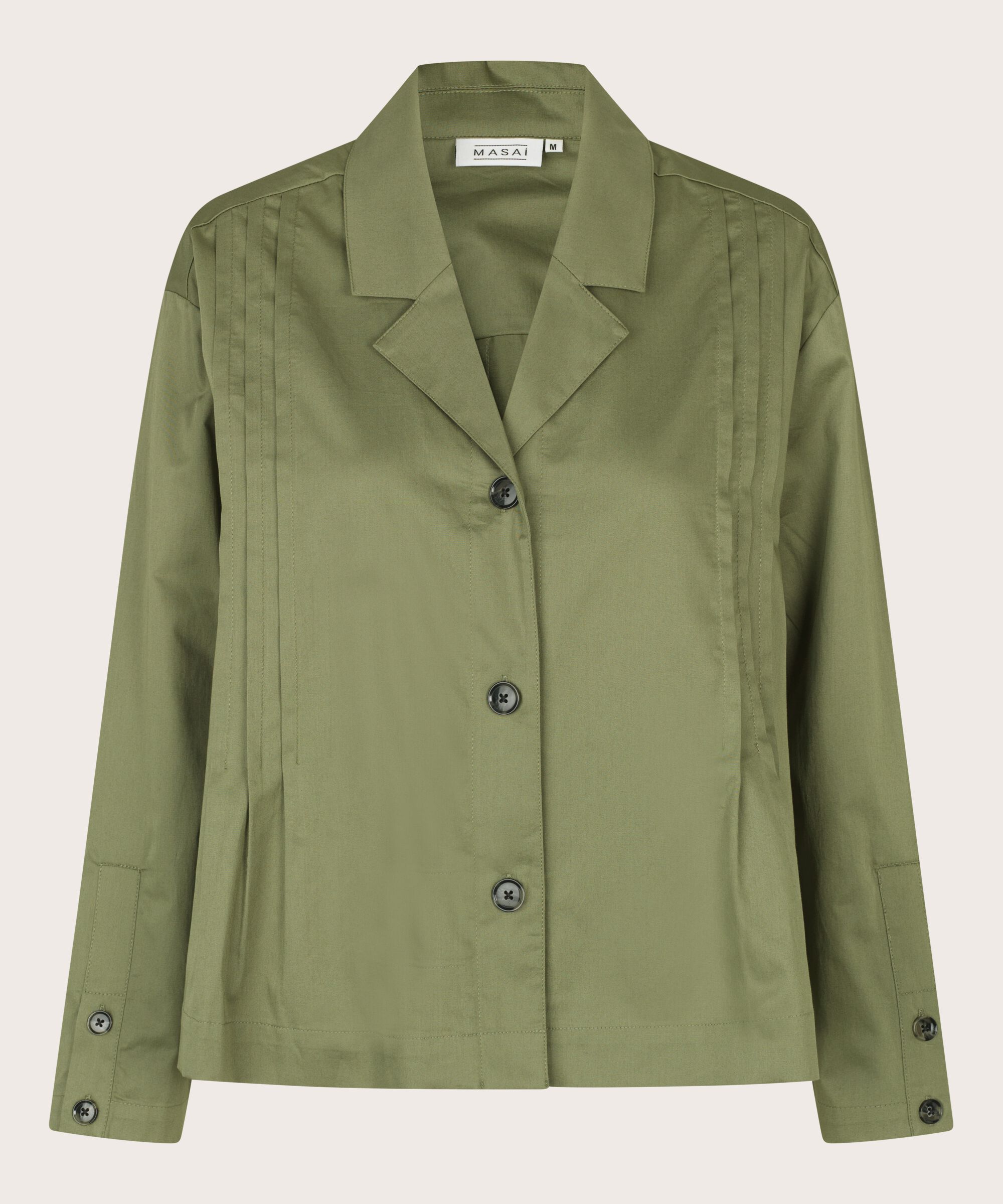veste chemise en coton avec drapés, Loden Green