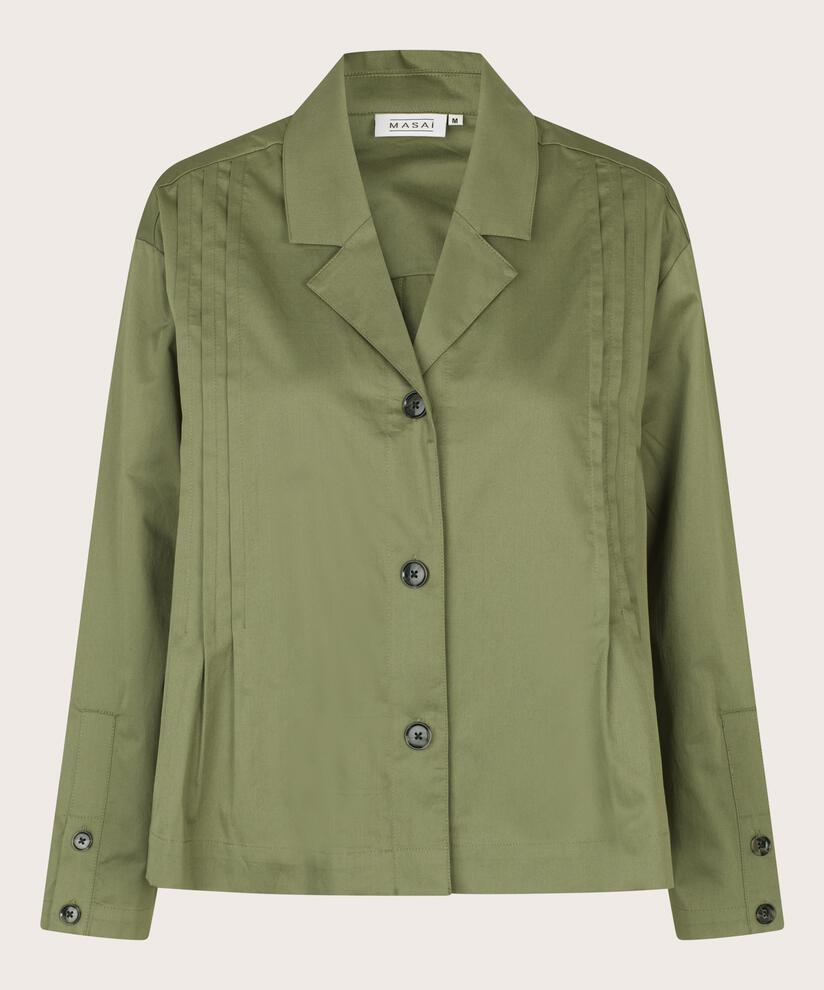veste chemise en coton avec drapés, Loden Green