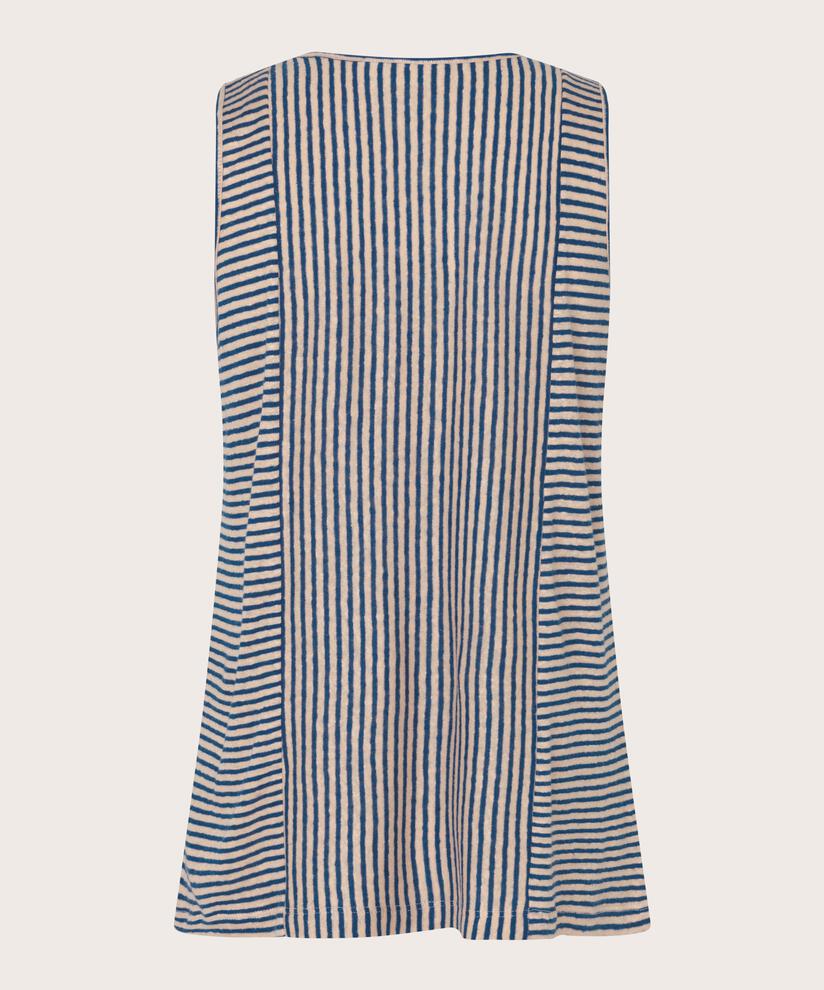 top en jersey rayé en mélange de lin, Navy Peony