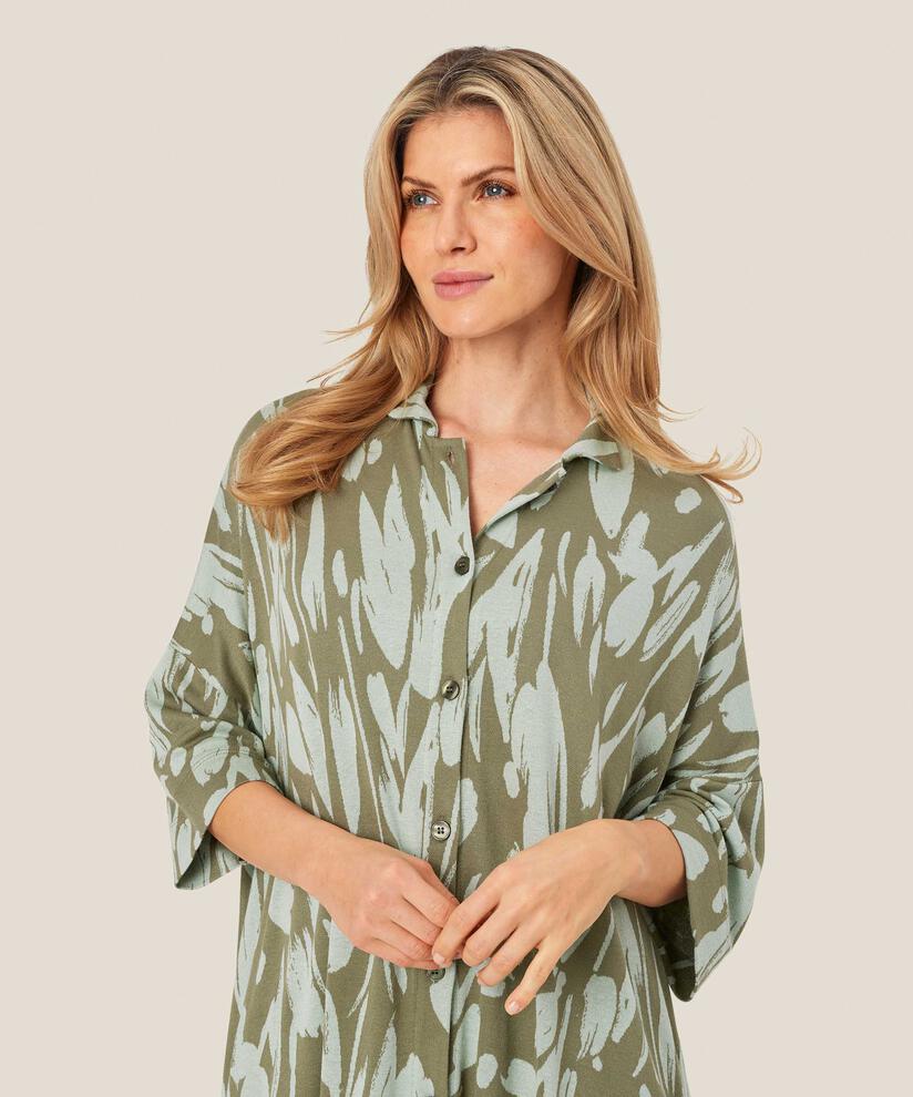 chemise boutonnée en jersey imprimé, Frosty Green