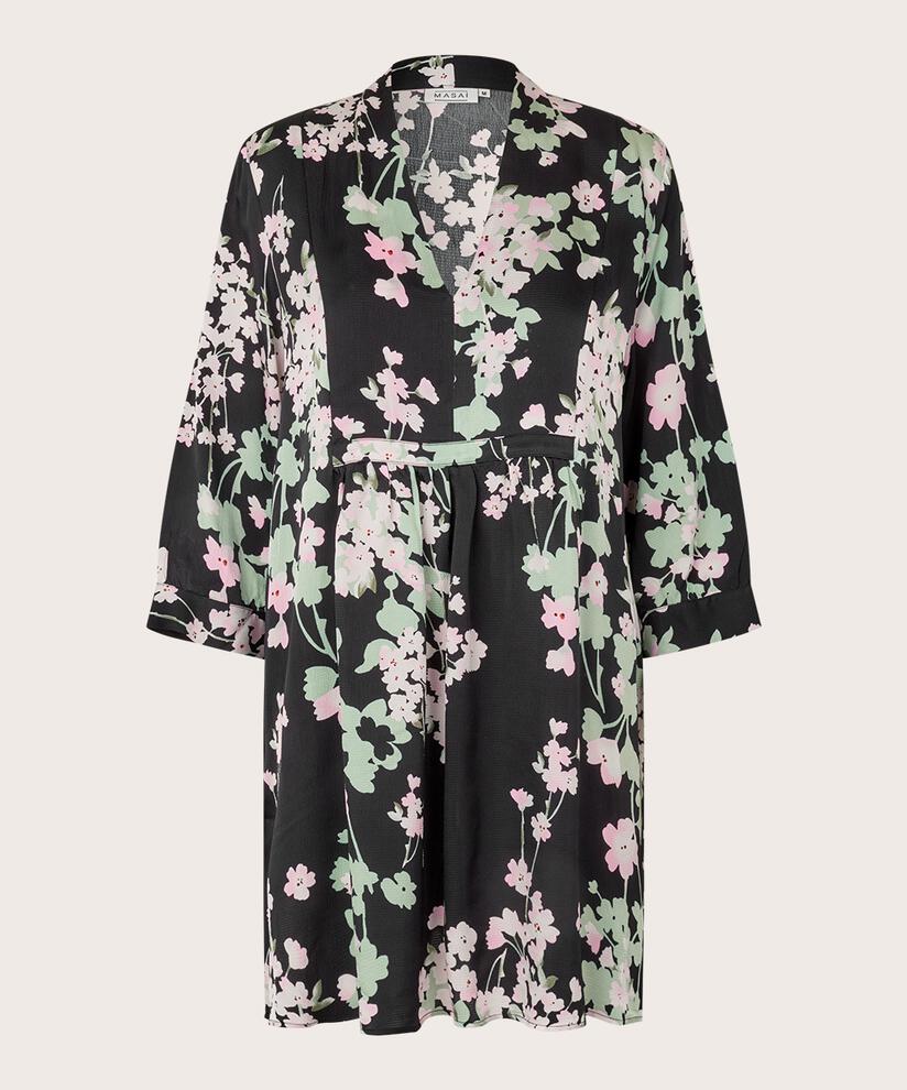 tunique fleurie en viscose avec col en V, Pink Lady