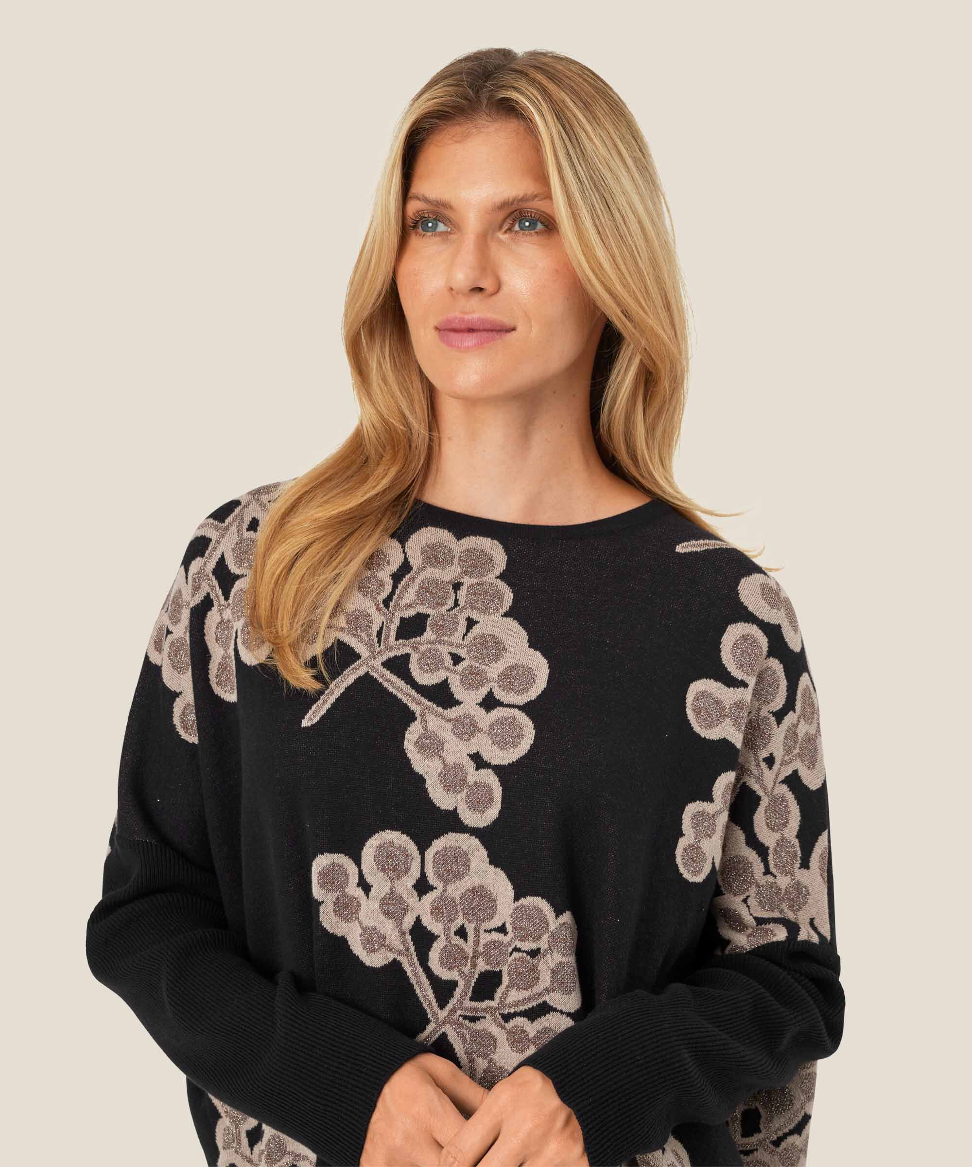 pull en coton à motif floral, Black