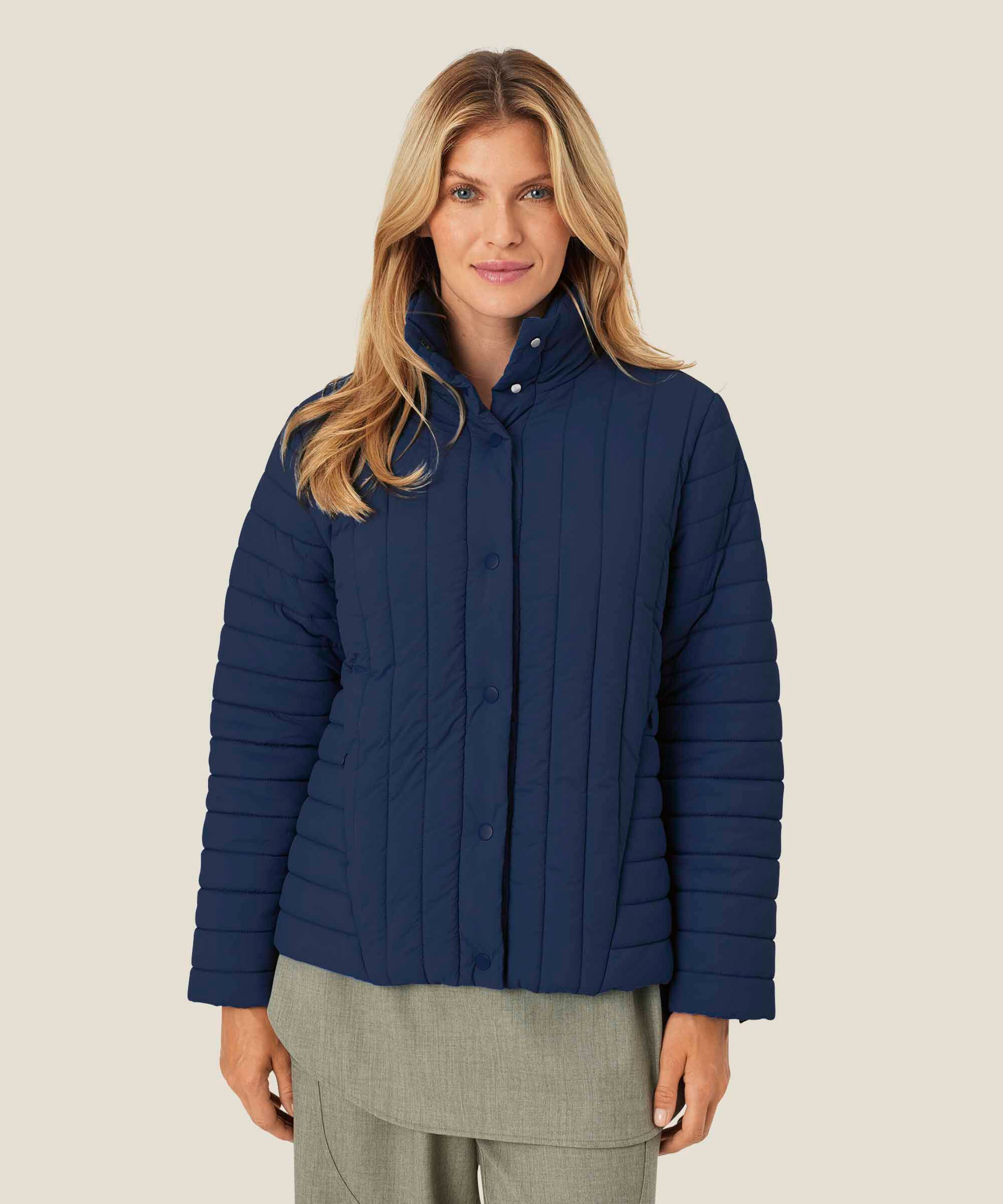 veste à col montant et poches fendues, Navy Blazer