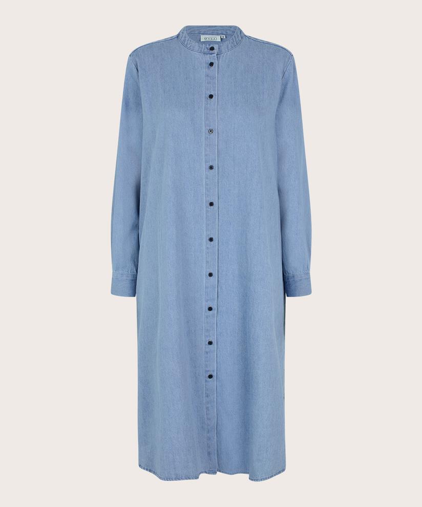 robe en jean boutonnée à manches longues, Light Denim