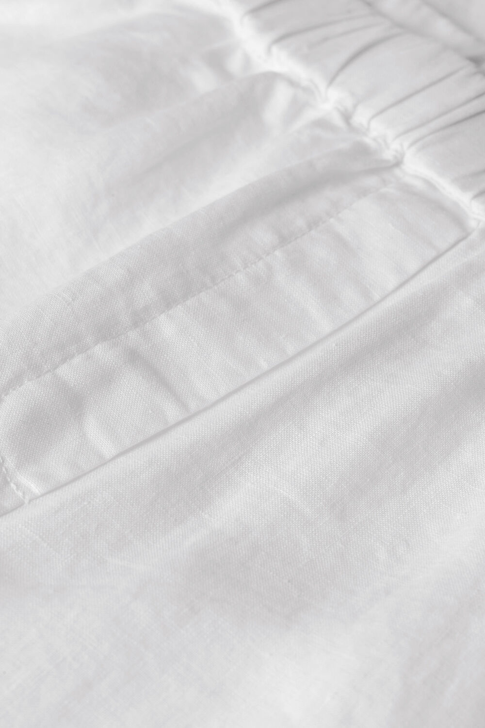 pantalon en lin &agrave; jambes larges et taille &eacute;lastique, White