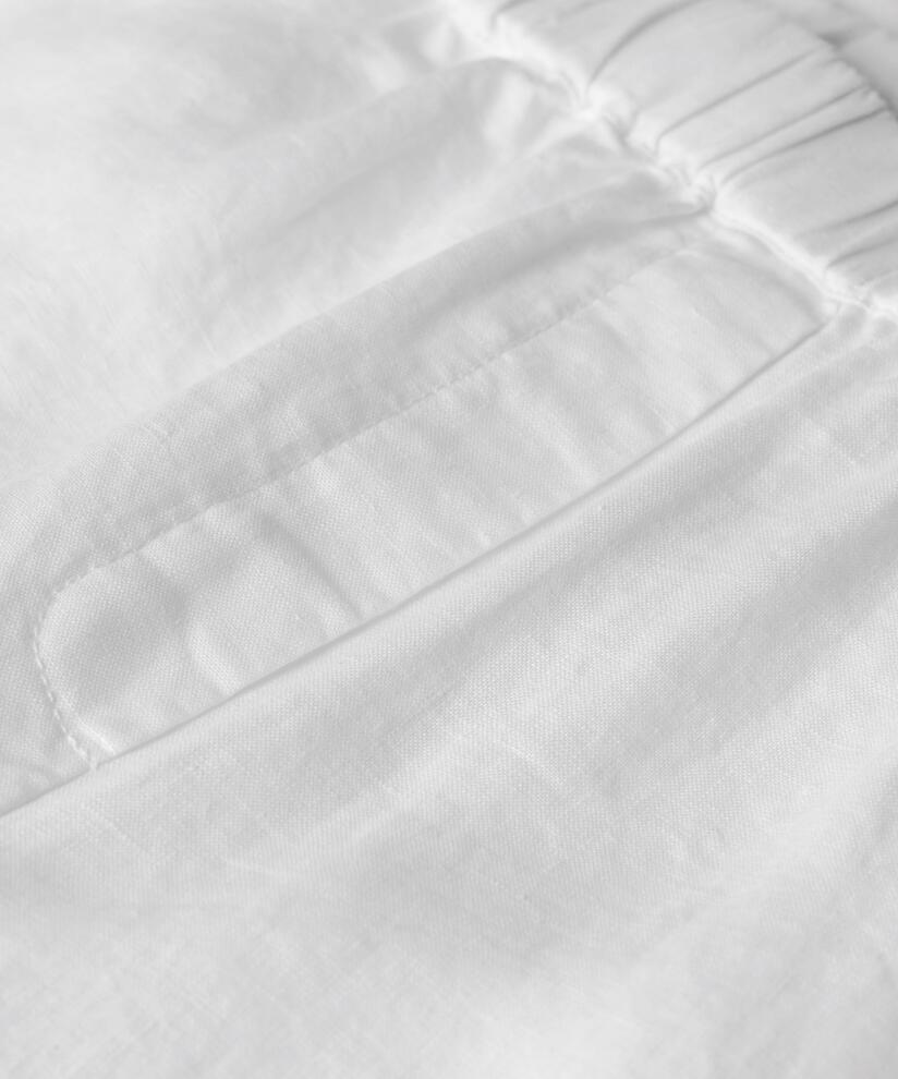 pantalon en lin à jambes larges et taille élastique, White