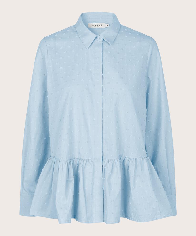 chemise en coton à pois tissés, Blue Fog