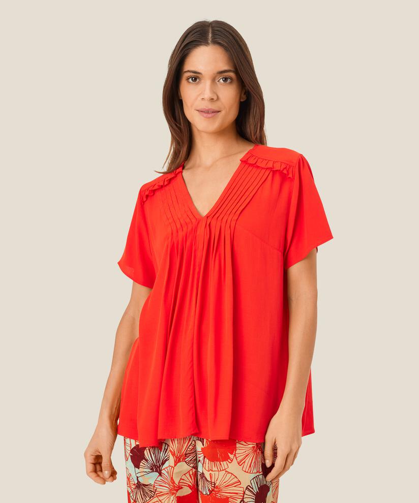blouse en viscose avec plis sur le devant, Poinciana