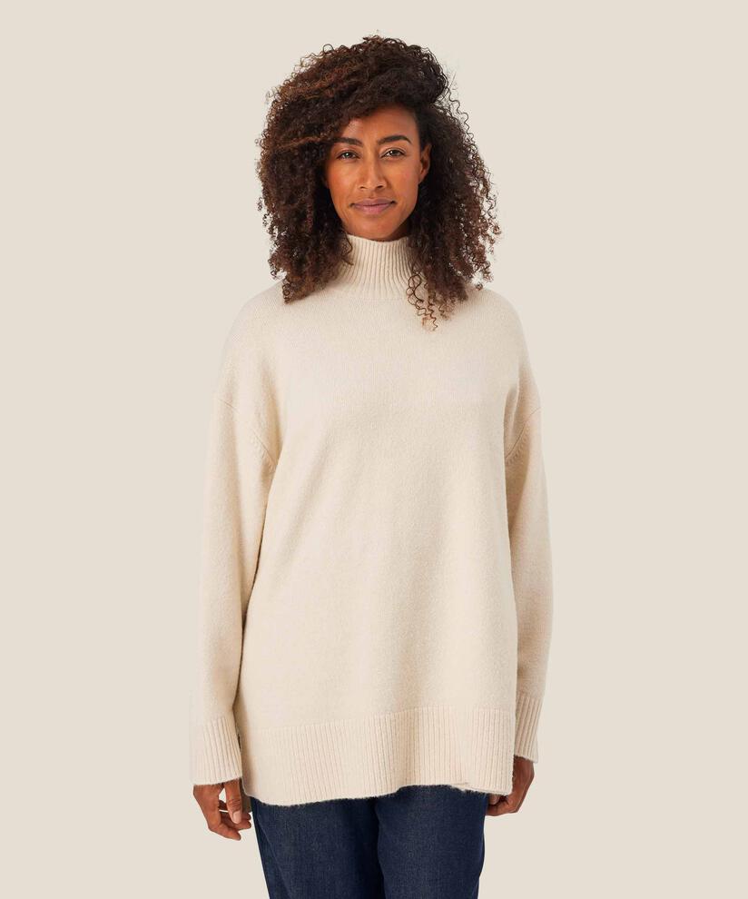 pull avec col roulé et fente latérale, Whitecap