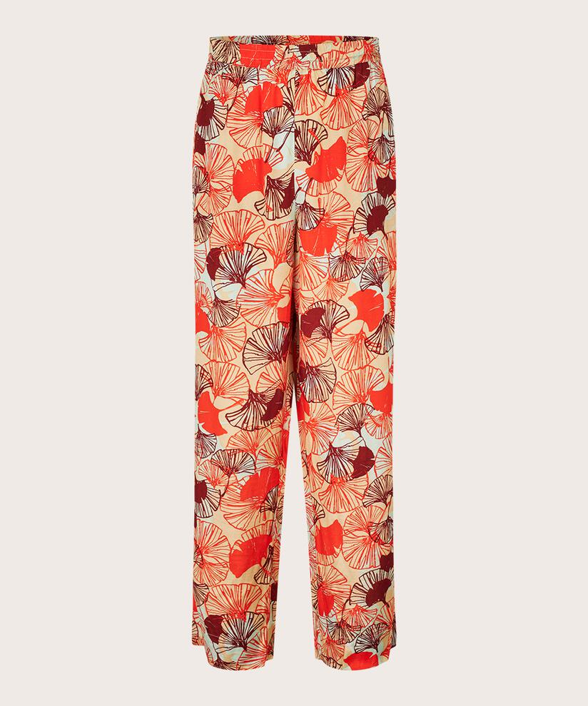 pantalon en viscose à motif avec taille élastiquée, Poinciana