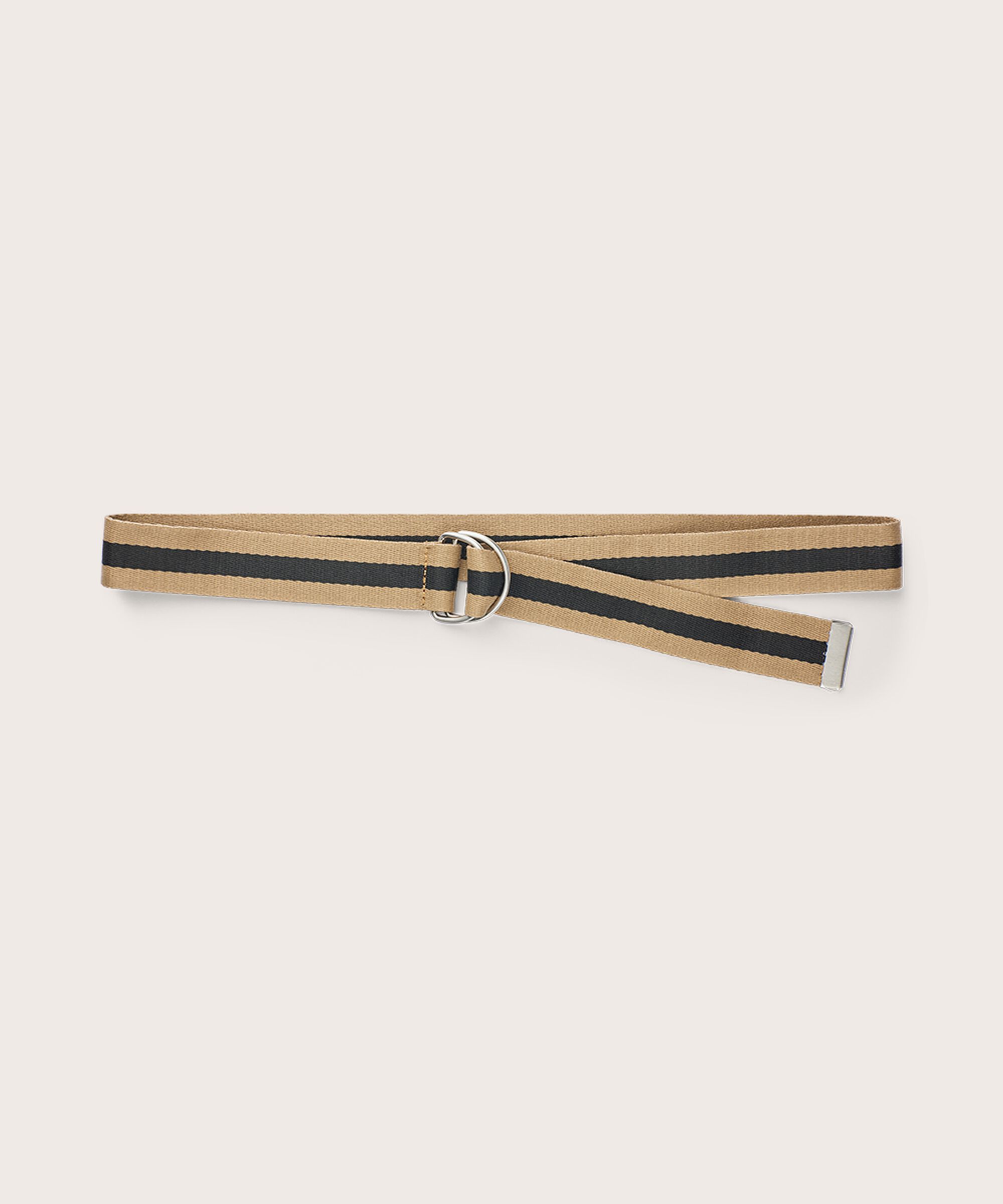 Ceinture en tissu rayé avec fermeture à boucle, Safari