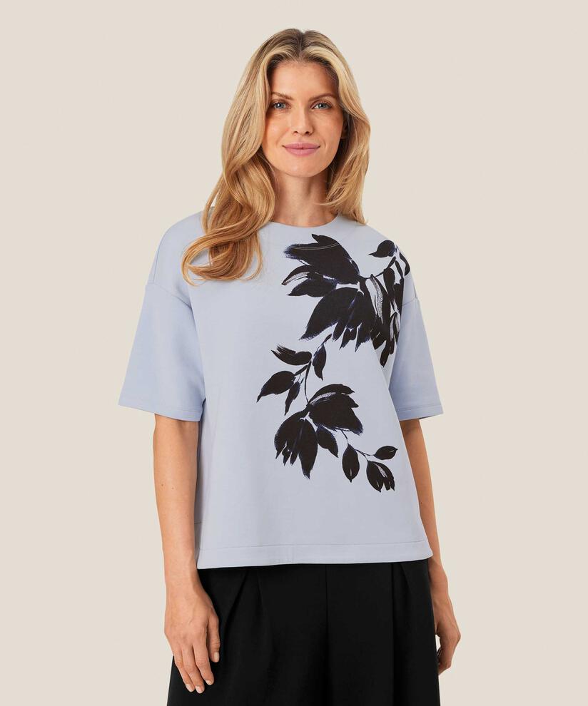 t-shirt avec imprimé floral en qualité sweat-shirt doux, Heather