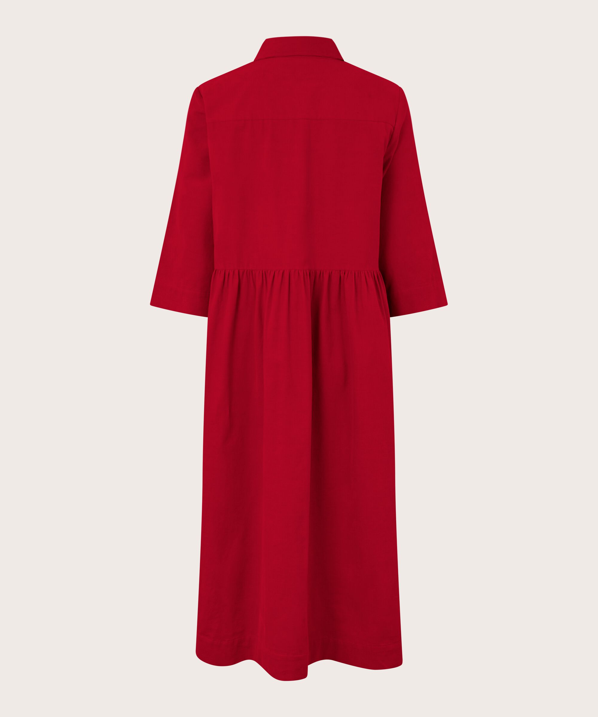 Robe Chemise En Velours À Manches 3/4, Scarlet Sage