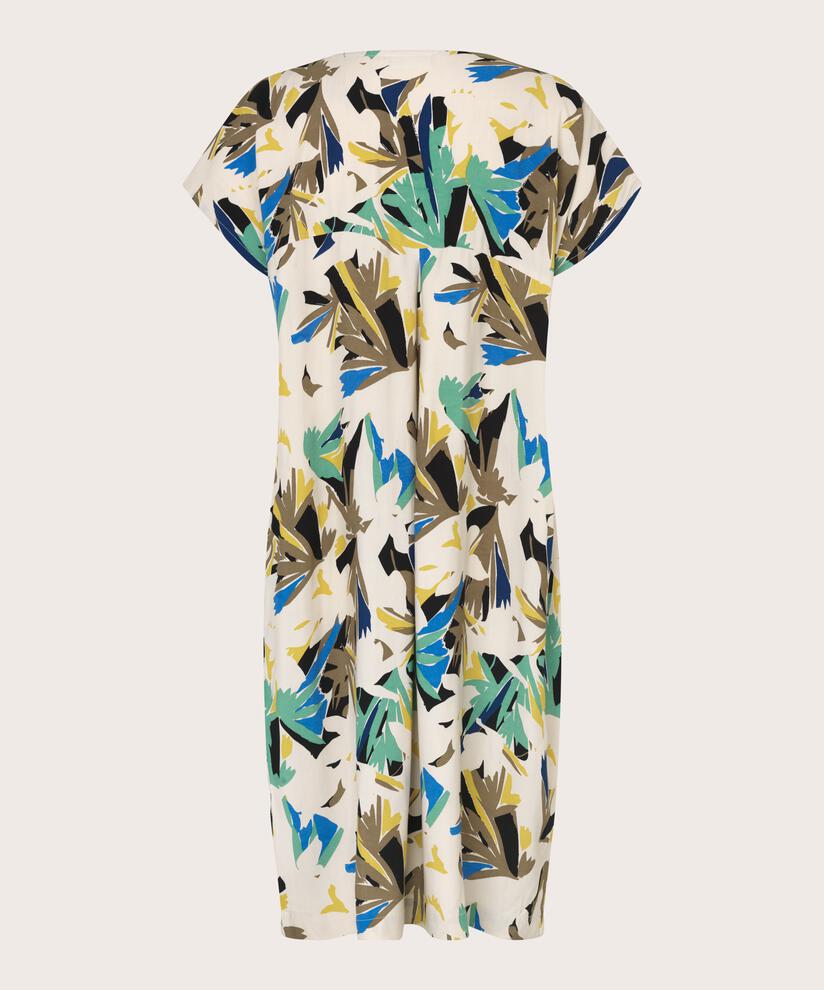 robe en viscose imprimée avec col en V, Dusky Green