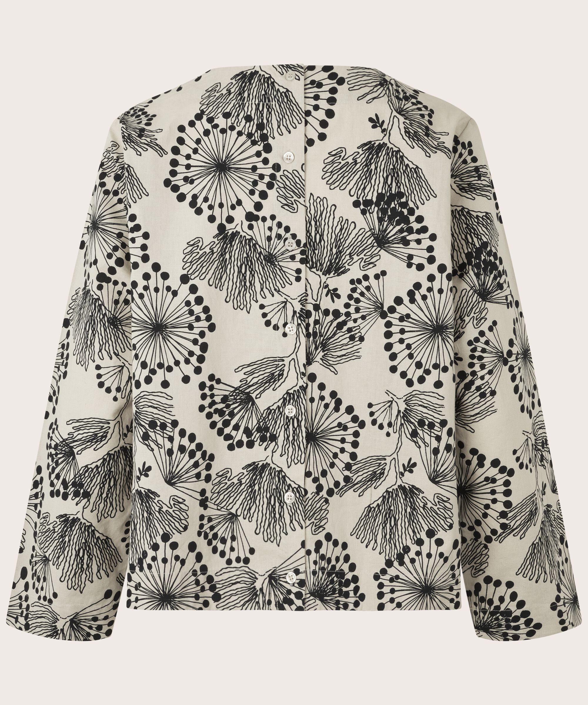 blouse col rond en coton mélangé, Fog