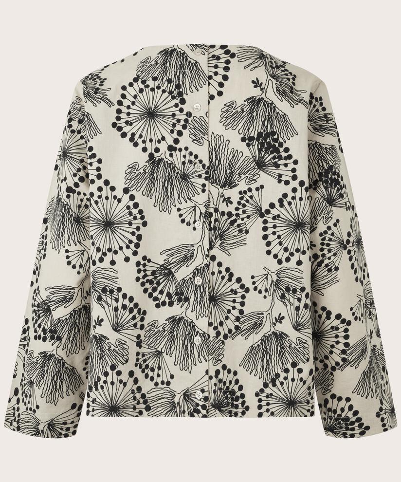 blouse col rond en coton mélangé, Fog