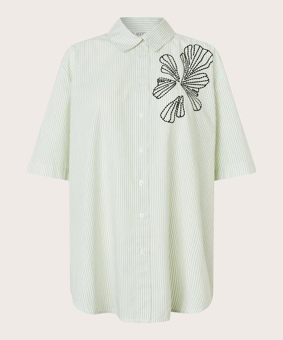 chemise en coton rayé avec broderie, Frosty Green