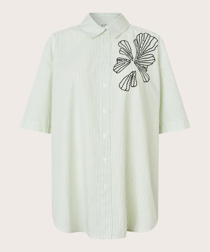 chemise en coton rayé avec broderie, Frosty Green