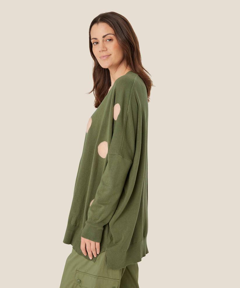 cardigan en maille fine à pois tissés, Loden Green