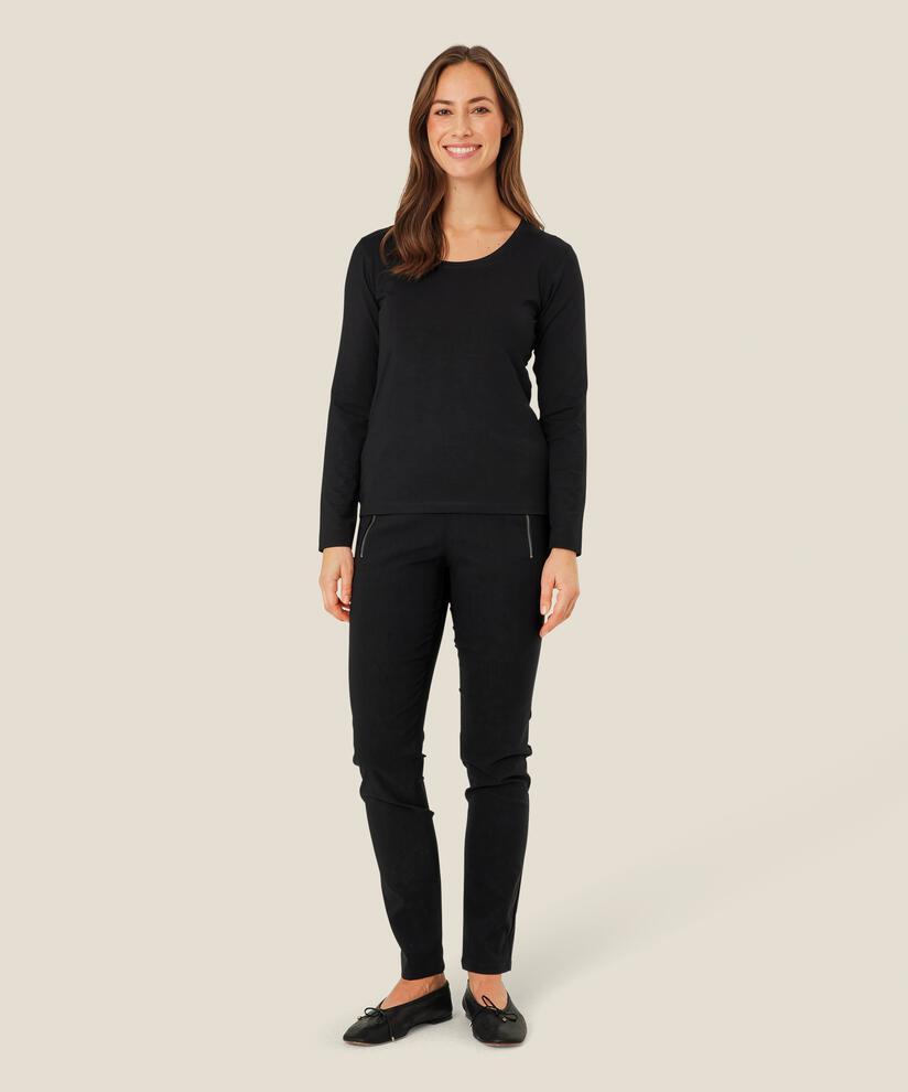 Top en jersey doux à manches longues, Black