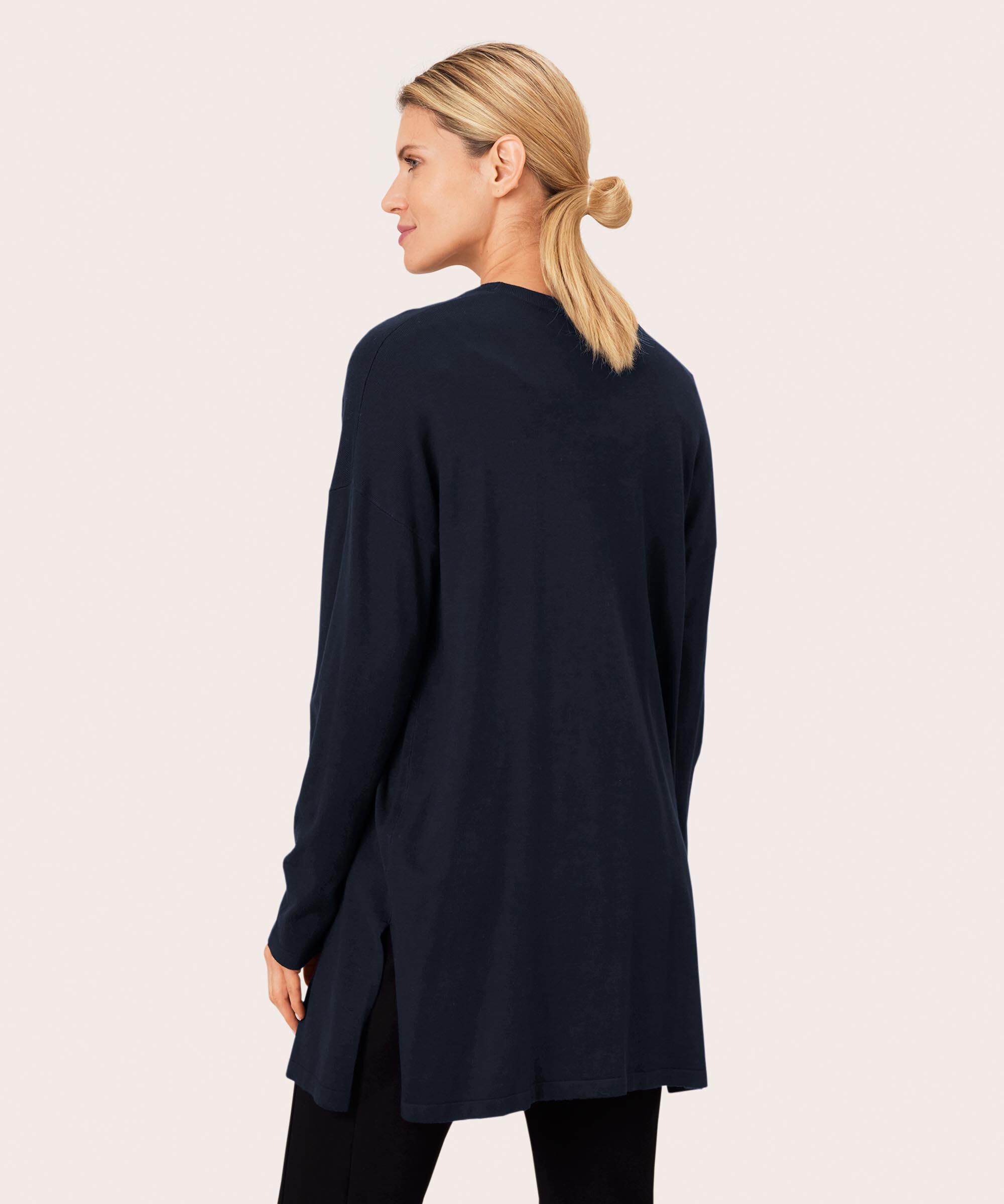 Cardigan En Fine Maille Coupe Droite, Navy