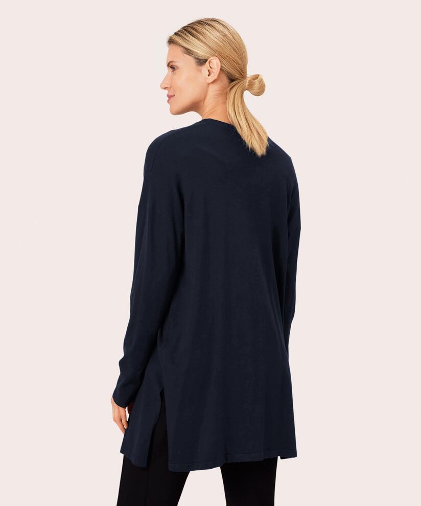 Cardigan En Fine Maille Coupe Droite, Navy