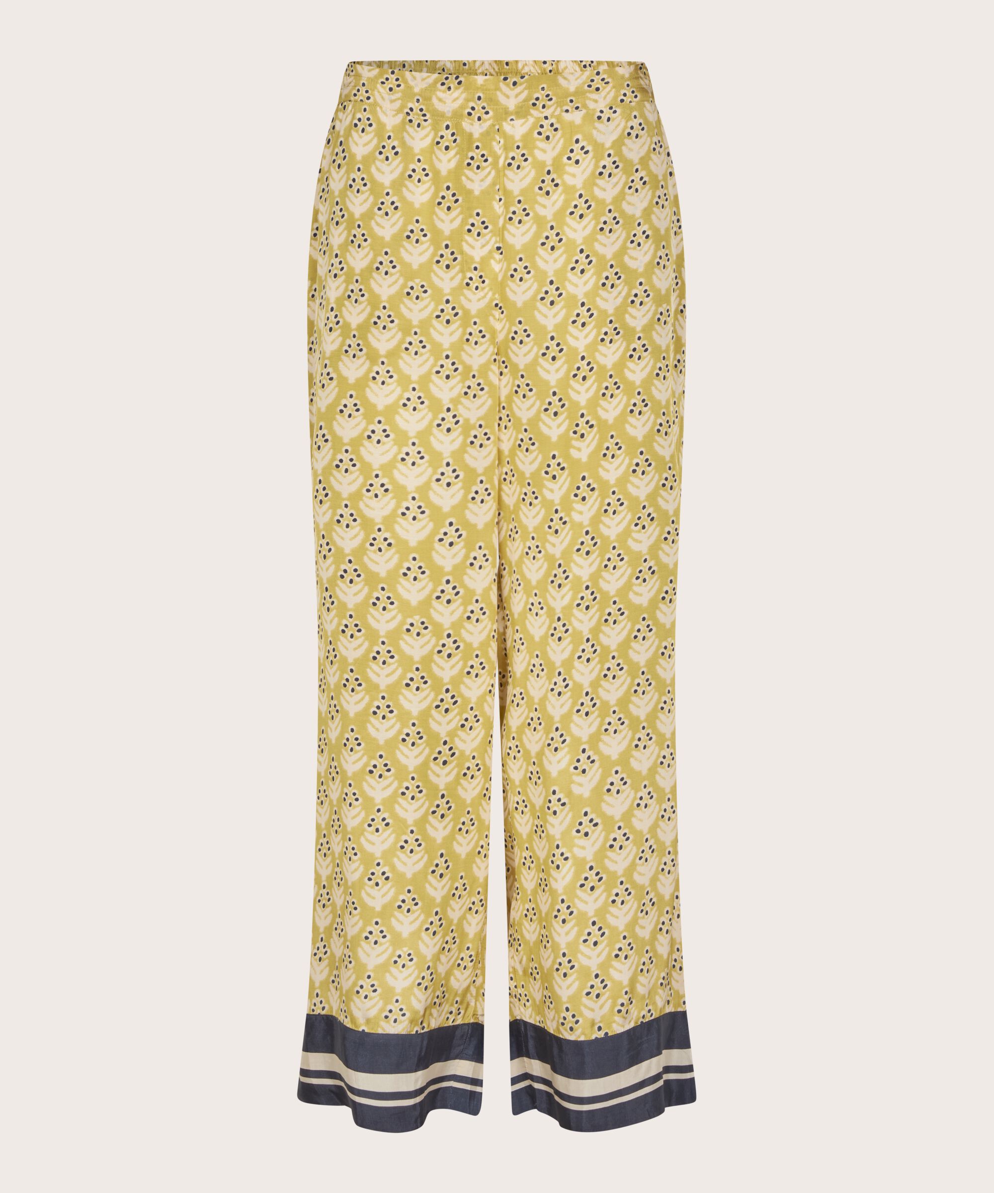 pantalon en viscose imprimé avec poches fendues et taille élastique, Burnish Gold