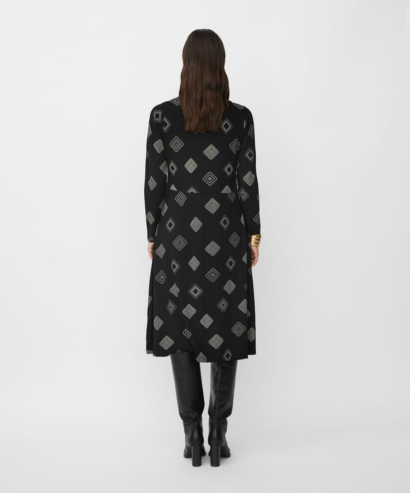 robe en jersey imprimé avec poches fendues, Black