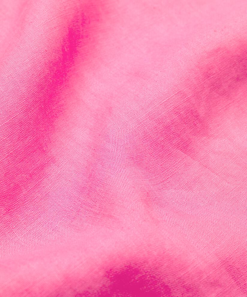 robe en lin à manches courtes et décolleté à volants, Azalea Pink