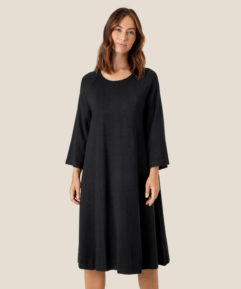 robe en maille fine à manches 3/4, Black