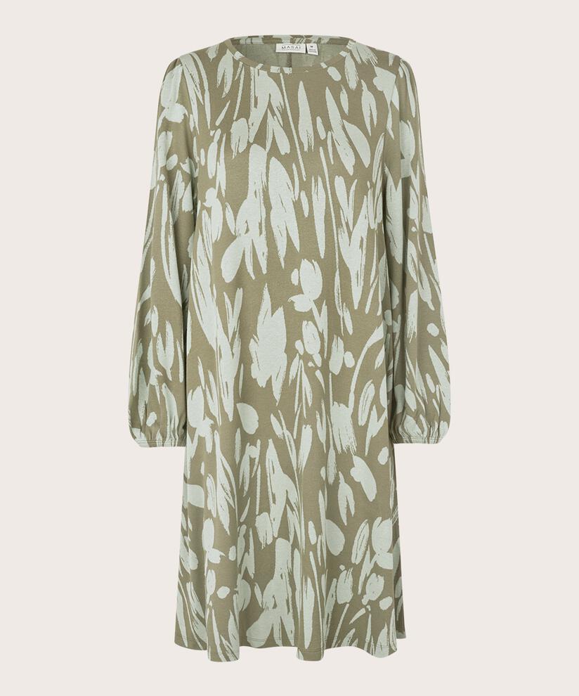 robe en jersey à fleurs à col rond, Frosty Green