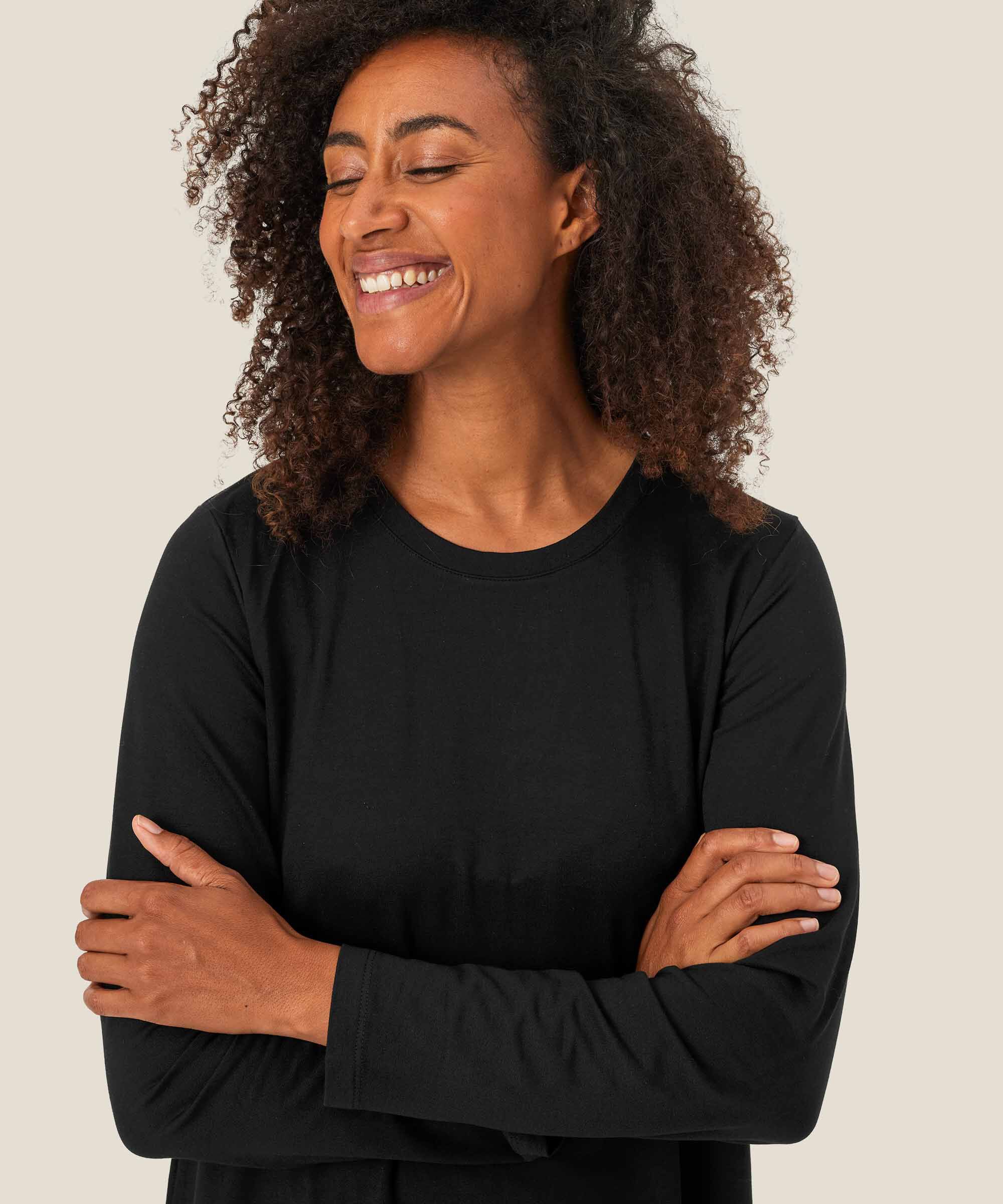 top en jersey avec plis dans le dos, Black