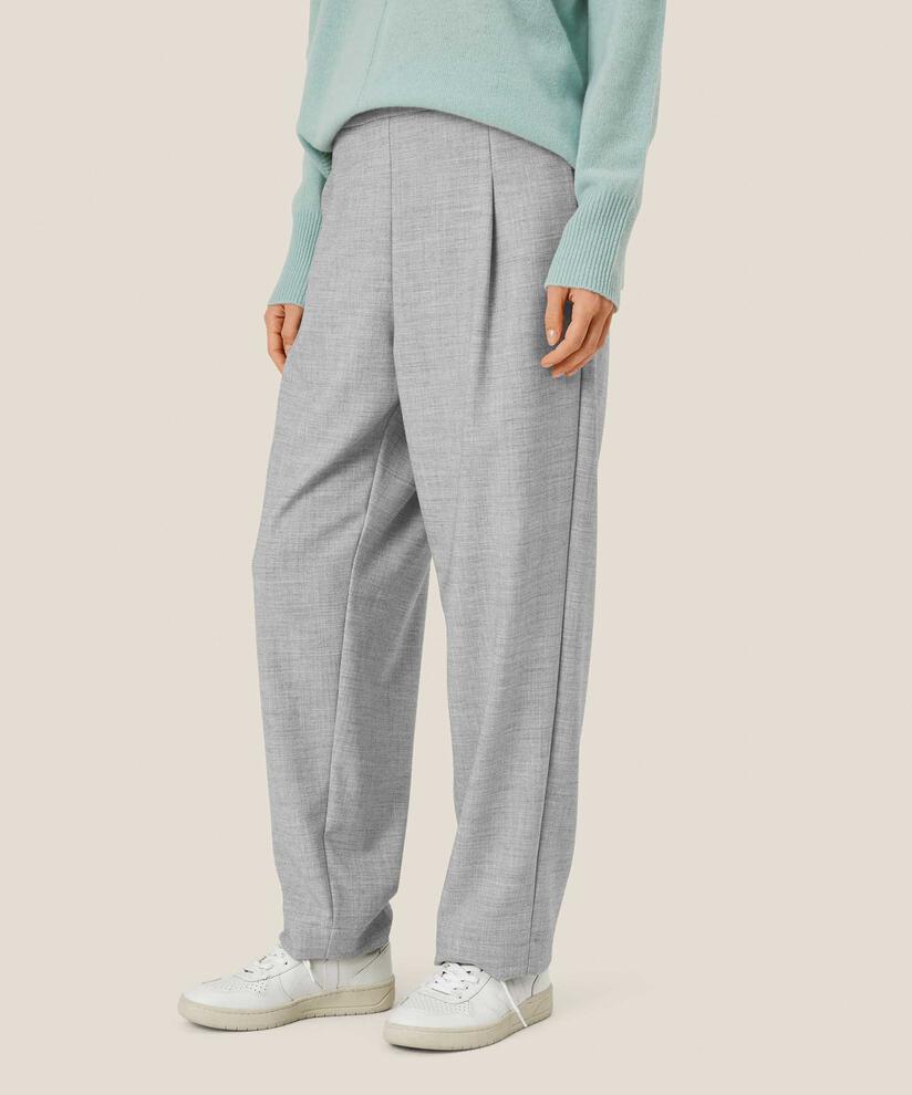pantalon à jambes droites et taille élastique à l'arrière, L. Grey mel.
