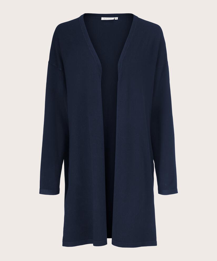 Cardigan En Fine Maille Coupe Droite, Navy