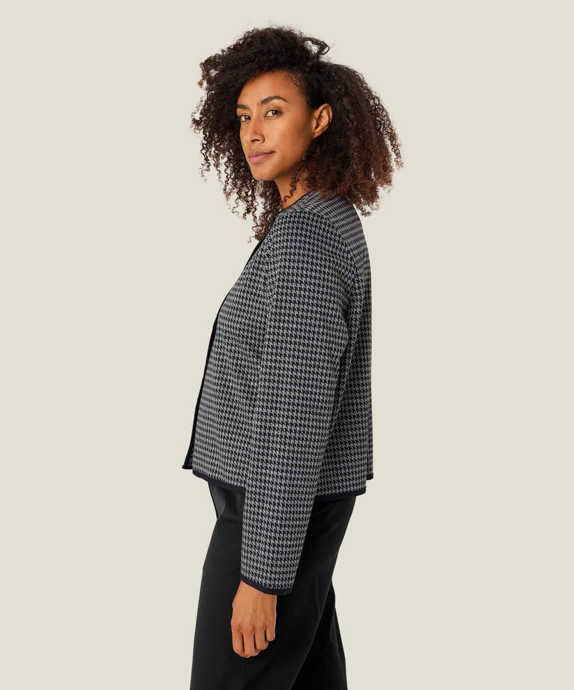 veste en jersey à carreaux avec boutons, Black