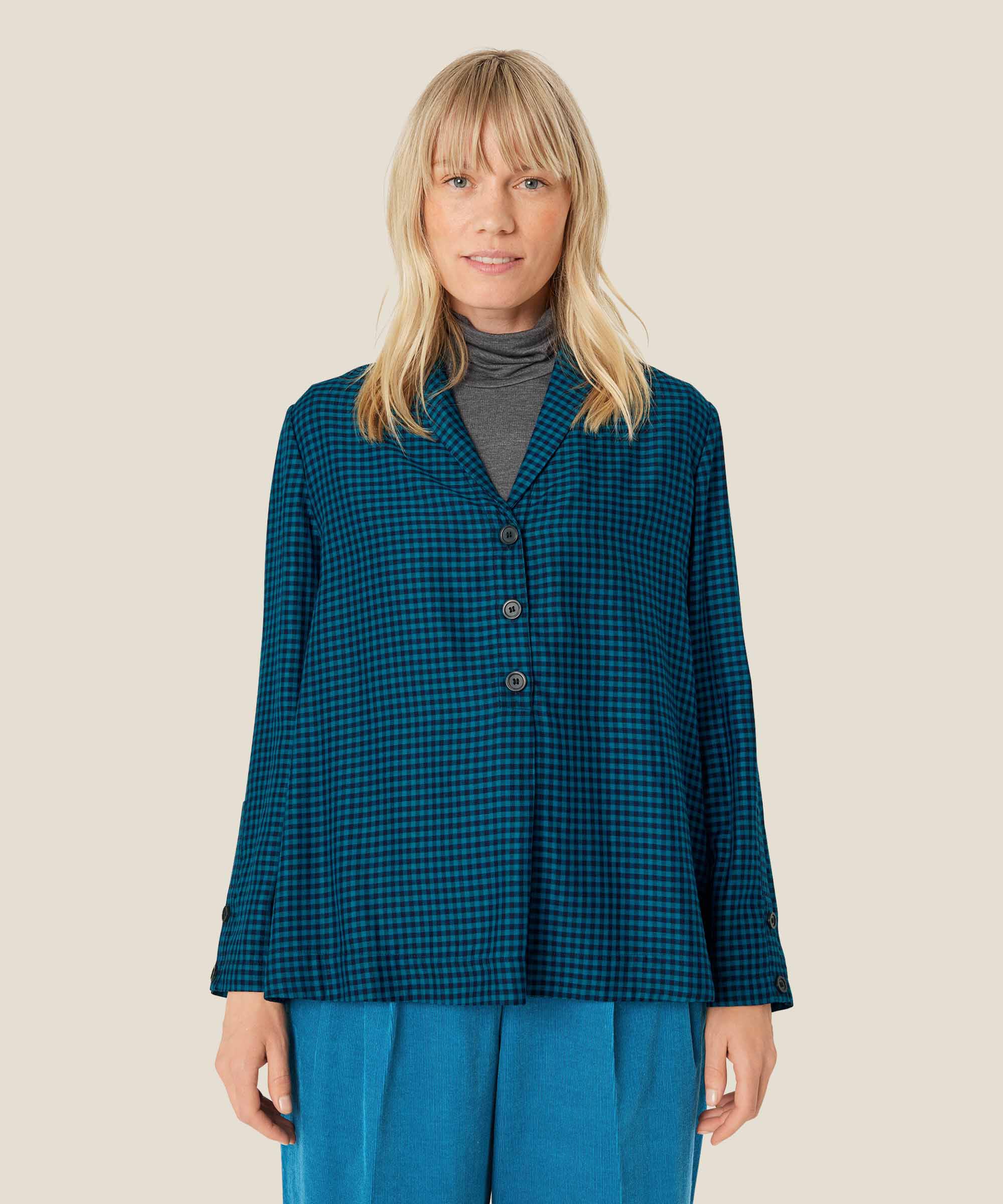 Blouse en viscose à carreaux avec bouton, Celestial