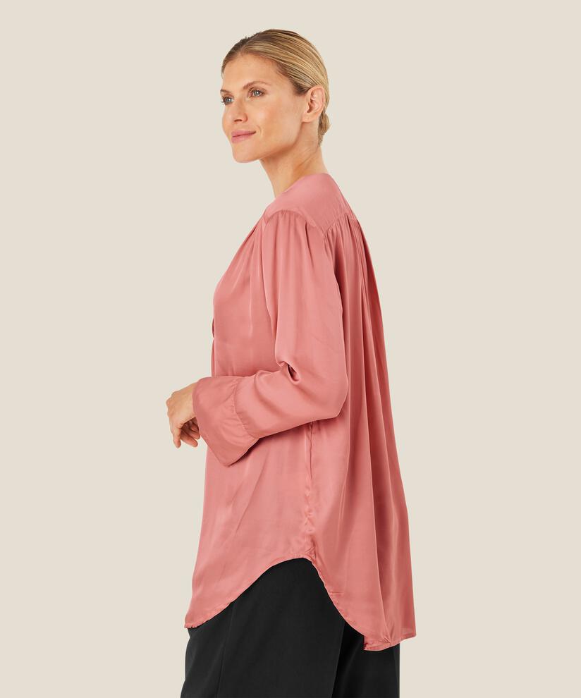 Tunique en satin de viscose effet portefeuille, Ash rose