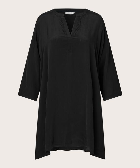 tunique en viscose à col en V et manches 3/4, Black