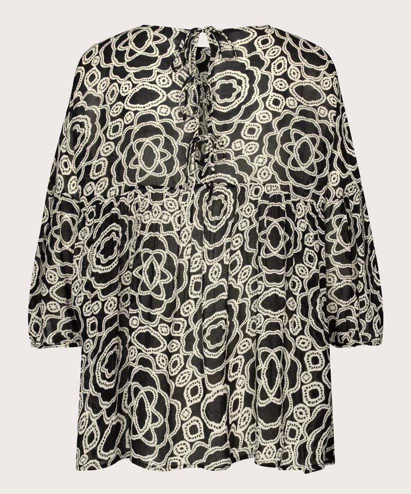 blouse à motifs en viscose légère transparente, Black