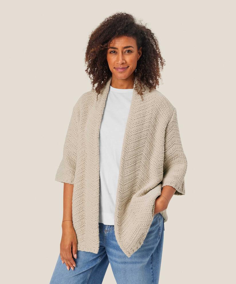 cardigan ouvert en mélange de coton, Whitecap
