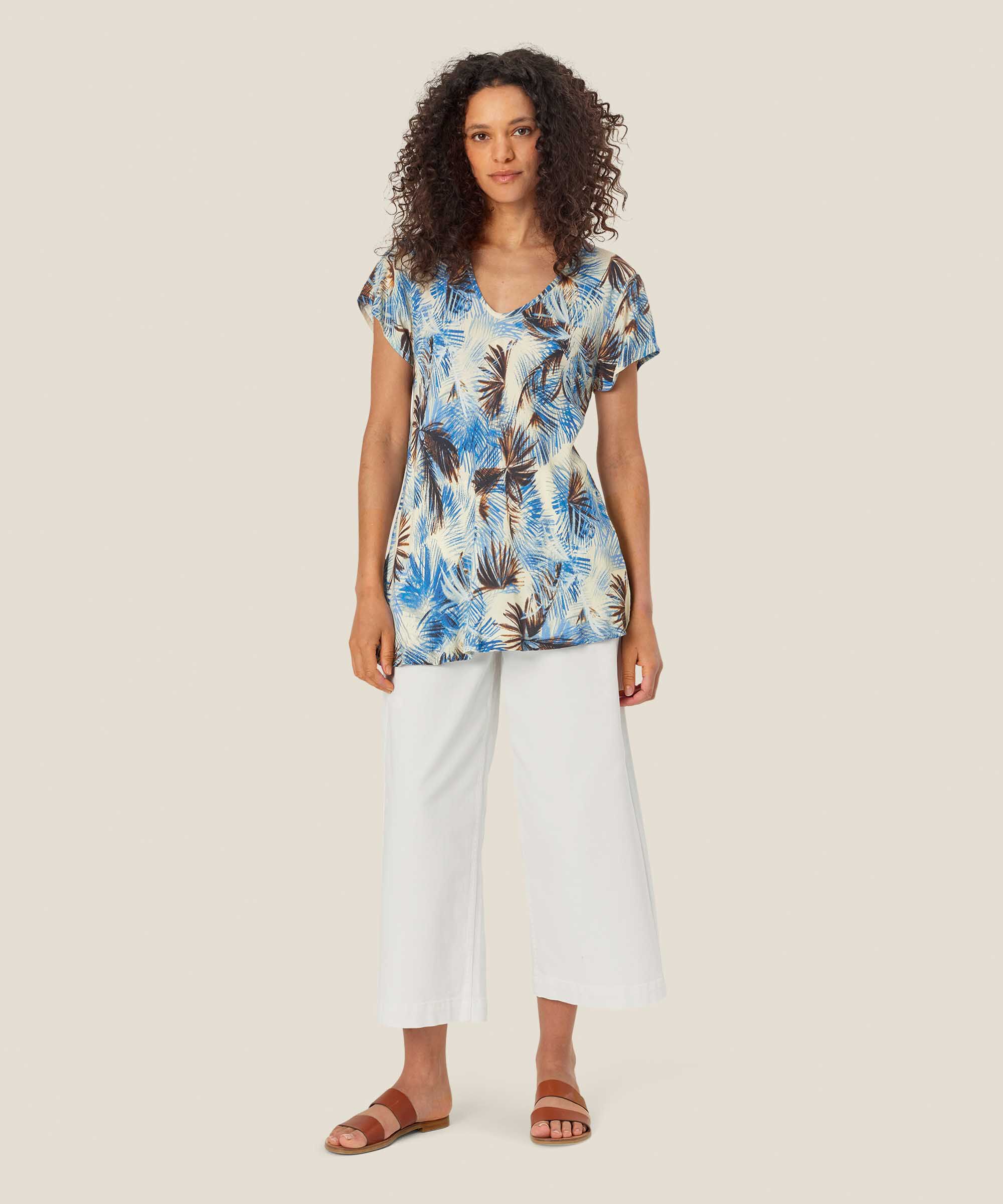 Top En Viscose Imprimé À Col V, Della Blue