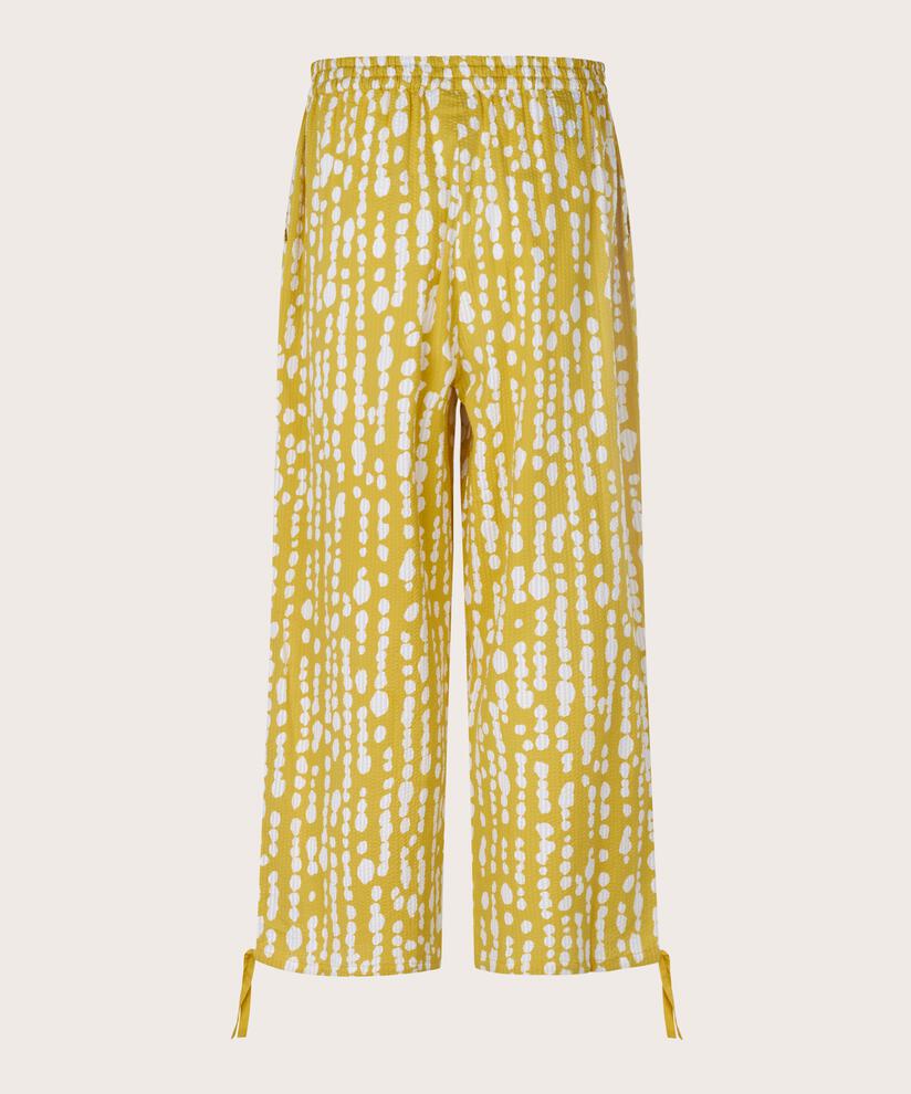pantalon en coton imprimé avec taille élastique, Oil Yellow