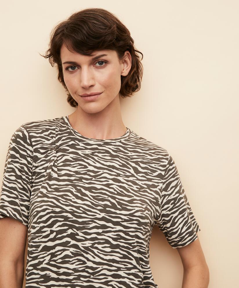T-shirt imprimé avec détails de nœuds, Raven