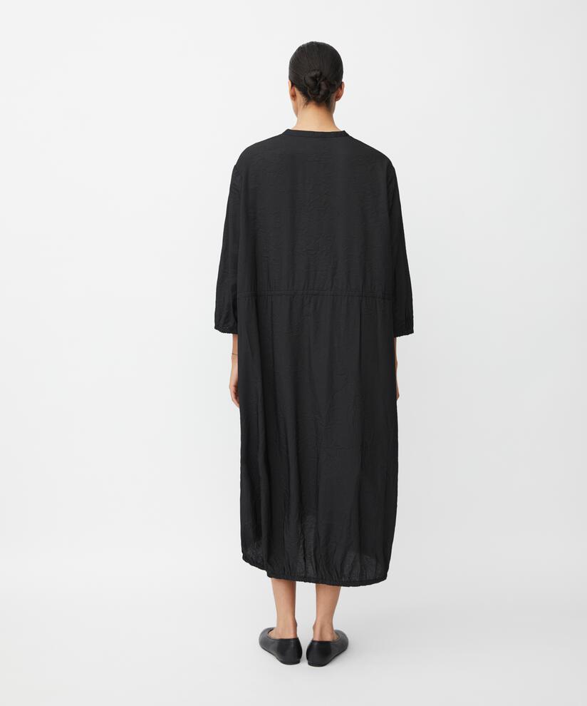 robe en viscose avec ourlet élastique et lien, Black