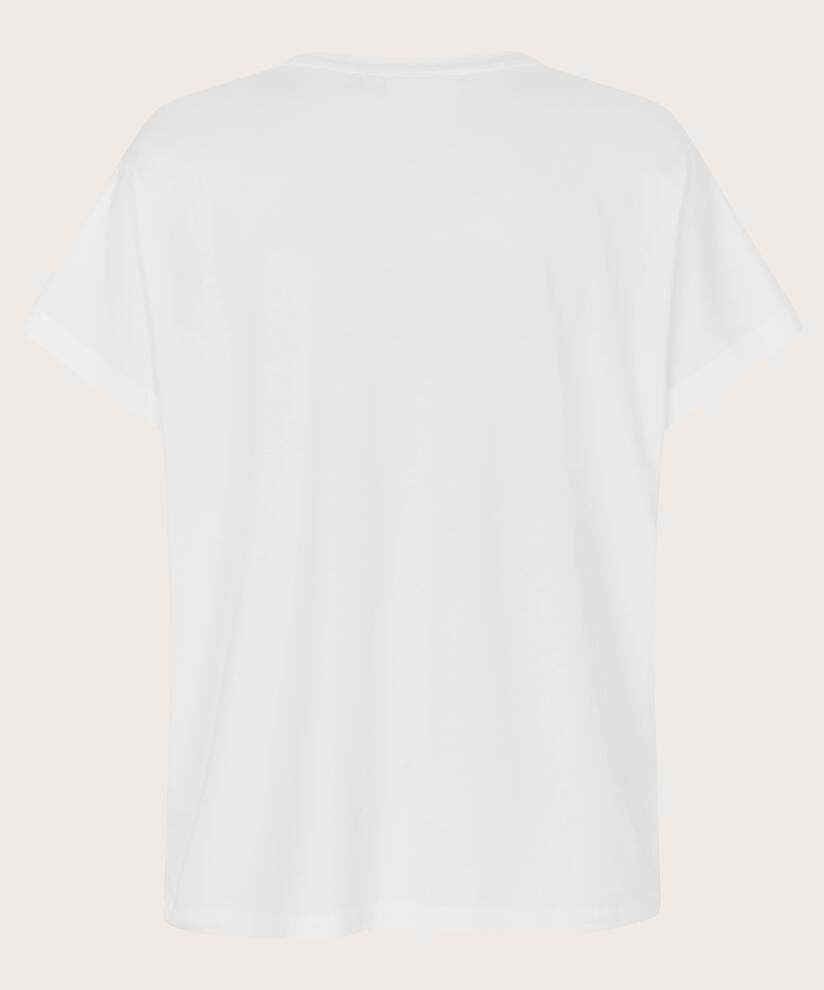 T-shirt col V en jersey doux, White
