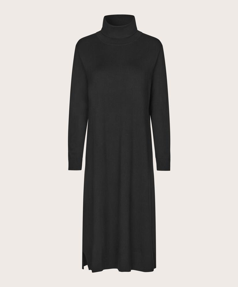 robe en maille avec col roulé et fentes, Black