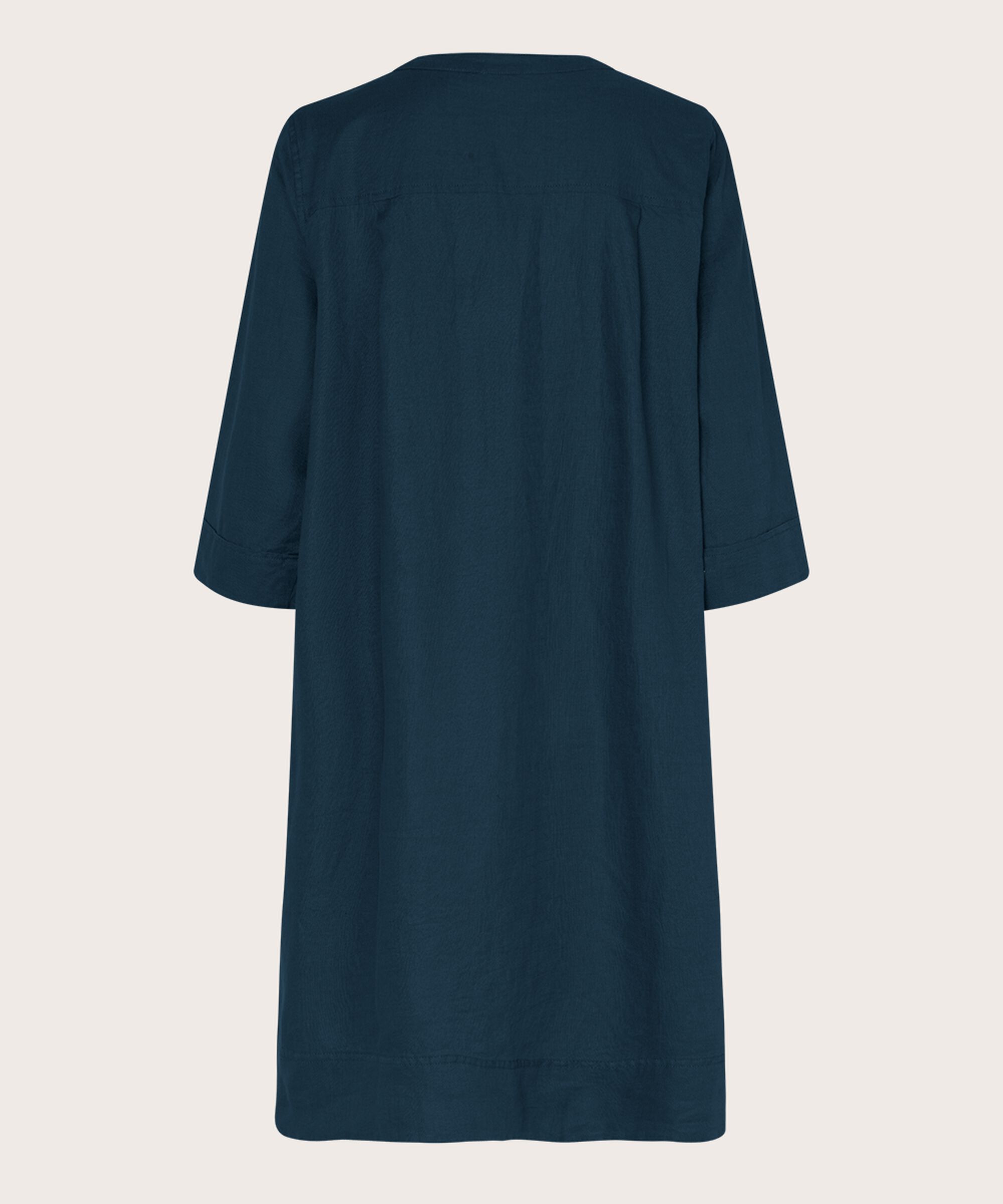 robe en lin avec col en V et poches fendues, Navy